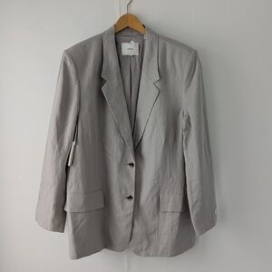 Wilfred Aritzia Burlington Blazer Ashen Gray 100% Italian Linen XL NWT